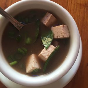 Miso soup at Whole in the Wall in Binghamton