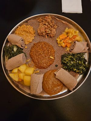 Veggie combo for two at Lucy Ethiopian Cafe in Boston