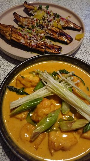 Miso aubergine and laaksa. at KOKUMY in Frankfurt