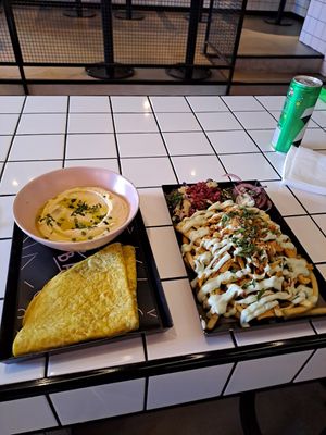 Le Vegan Plate with a "side" of hummus at Le Kebab Rosenlundsgatan in Stockholm