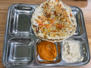 Onion and tomato Uttapam  at Dookan Dosa Bistro in Prague