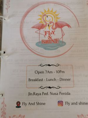 Menu at Fly & Shine in Penida Island