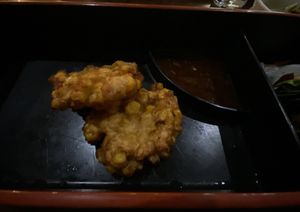 Corn cakes with sweet chilli dipping sauce   at Fusion in Durham