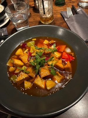 Vegan Cantonese Sweet and Sour, with added Tofu at Fusion in Durham