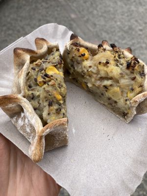 Vegan empanadaas  at Banneton in El Chalten