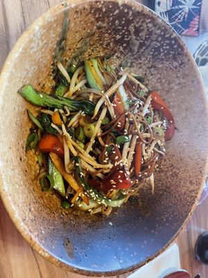 Sesame vegan noodles  at Bowls in Bruges