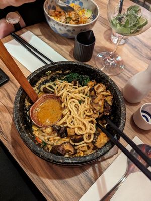 vegan dan dan noodles at Bowls in Bruges