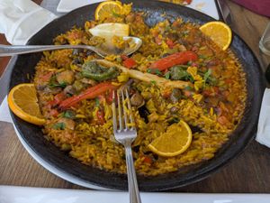 Vegan paella (same as the vegetarian paella on the menu) at Tipico Espanol in Lanzarote