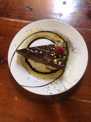 Chocolate tart with olive oil   at La Cereria in Barcelona