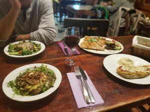 two small salads, and two mains :) bigger than they look  at La Cereria in Barcelona