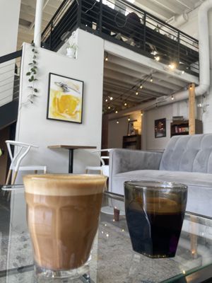 Oat latte & espresso  at Bright Jenny Coffee in Kelowna