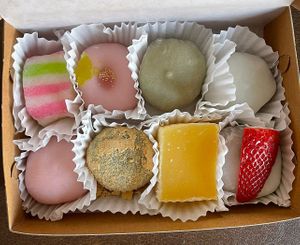 variety of mochi   at Fugetsu-Do in Los Angeles