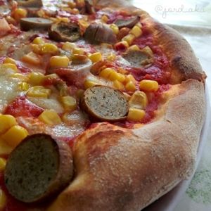 Tofu grill sausage and sweetcorn at Pepe Nero Italian Fast Food in Bristol