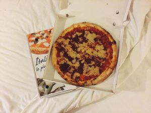 Spicy pizza and hawaiian pizza at Pepe Nero Italian Fast Food in Bristol