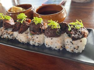 Great vegan rolls  at Sunken Bar at The Cape in Cabo San Lucas