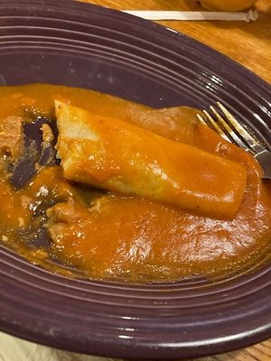 Bean burrito made without cheese at Las Trancas Mexican Restaurant in Marietta