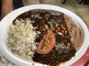 Enchiladas con mole  at Tarascos in Denver