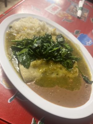 Spinach enchiladas   at Tarascos in Denver