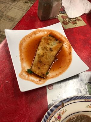 Vegan spinach enchilada at Tarascos in Denver