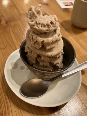 Vegan gelato - my favorite black soy bean powder flavor 黒豆きな粉味.   at Farmers Osusowake Hanamame - はな豆 in Tokyo