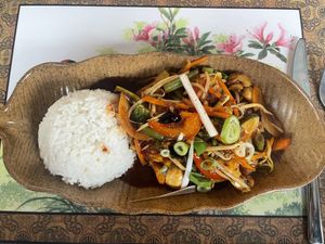 Tofu “Indochina” - correctly advertised as “very spicy"  at Asia Nativ in Hannover