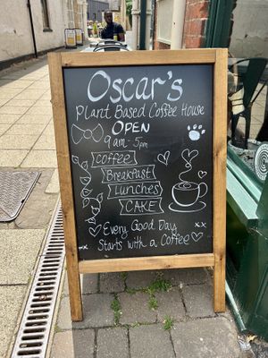 Sign   at Oscar's Cafe in St Neots