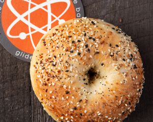 All of our Artisan Bagels are made in house - delicious and vegan - except for our jalapeno cheddar, of course. at The Atom Bistro and Coffee Bar in Glide
