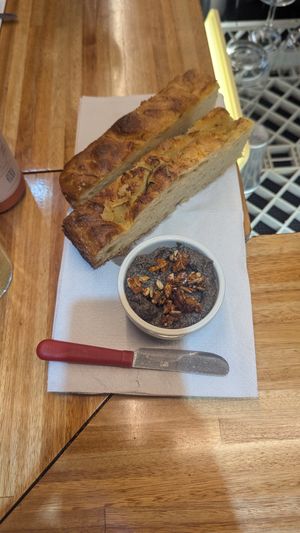 Focaccia con paté de hongos at Sampa in Buenos Aires