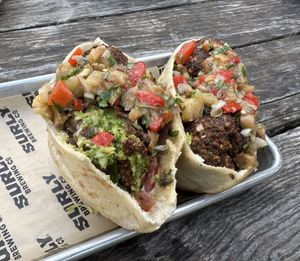 Ordered the Falafel- was generous portion- falafel and tahini sauce was delicious. I didn’t dig the cold veg relish on top, but others might. Was clearly marked vegan on their ap at Surly Brewing Co in Minneapolis