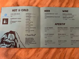 Menu: Drinks at Urban Gorillas - Vegan Revolution in Dusseldorf