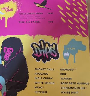 Dips & chili menu  at Urban Gorillas - Vegan Revolution in Dusseldorf