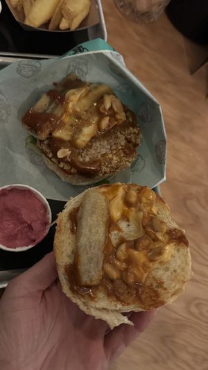 Banana & Peanut on a Burger  at Urban Gorillas - Vegan Revolution in Dusseldorf