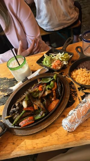 Mushroom fajitas & sides   at Mad Dog & Beans Mexican Cantina - Pearl St in New York City