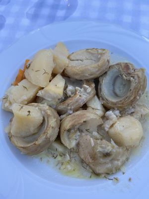 Artichokes with dill, carrot and potatoes  at Annita Ydra in Idra