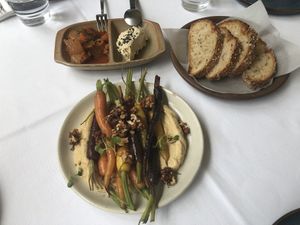 Sourdough bread with cashew cream cheese and kimchi   at Age of Aquarius in Barcelona