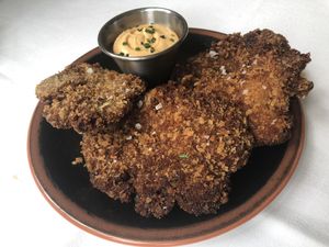 Fried oyster mushrooms   at Age of Aquarius in Barcelona