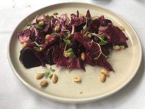 Beets on mole sauce   at Age of Aquarius in Barcelona