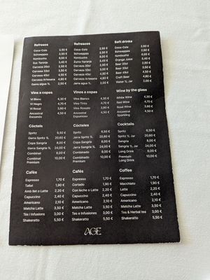 Drinks menu at Age of Aquarius in Barcelona