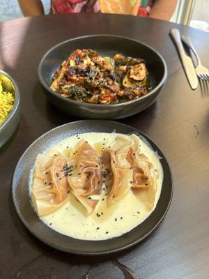 Dumplings and lasagna   at Age of Aquarius in Barcelona