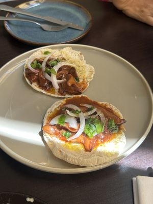 Amazing mushroom tacos  at Age of Aquarius in Barcelona