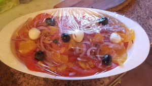 Tomato and orange salad at Karen's Kitchen Troviscais Odemira in Troviscais