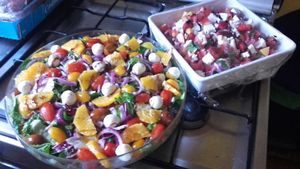 watermelon , strawberry and feta salad , mixed tasty salad at Karen's Kitchen Troviscais Odemira in Troviscais