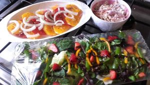 Salads to go with the Vegetable lasagna  at Karen's Kitchen Troviscais Odemira in Troviscais
