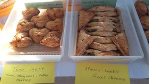 Spinach and Goats cheese triangles at Karen's Kitchen Troviscais Odemira in Troviscais