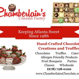 Not only do we have regular and vegan options, we also host birthday parties with Chocolate, Chocolate events for families and adults, school, field trips, and Girl Scout troop at Chamberlains Chocolate Factory and Cafe in Roswell