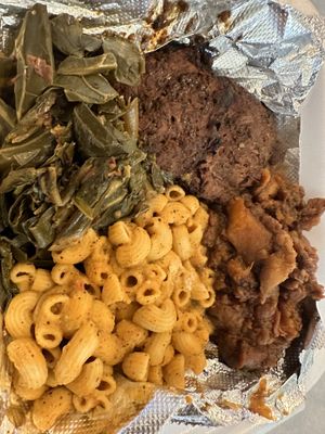 Soul food plate - yummy and very seasoned 🥰  at The Vegan Goddess in Memphis