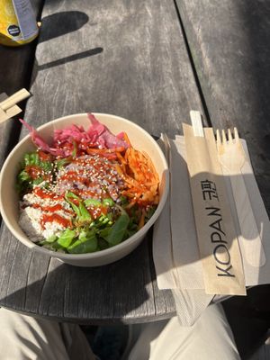 B1 bibimbap tofu with soya sauce and chili  at Kopan in Copenhagen