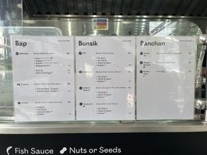 Menu  at Kopan in Copenhagen