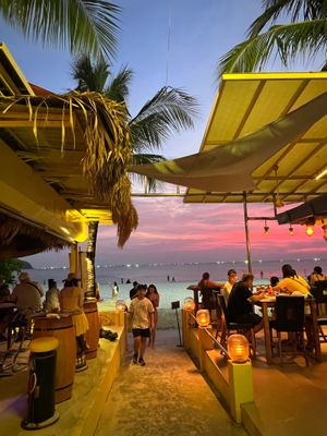 Beach front cafe with different seating areas to your choice, perfect to watch the sunset  at Yellow Beach Cafe in Langkawi