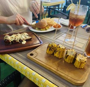 Vegan aubergine & curry burger . #Veganuary at Yellow Beach Cafe in Langkawi